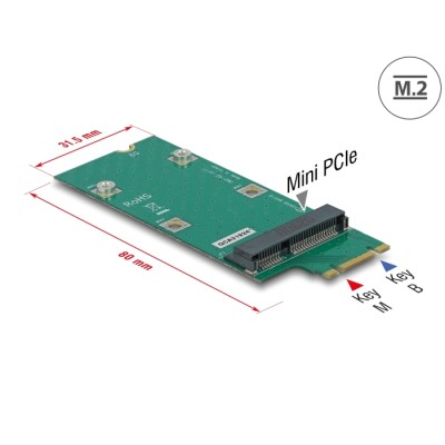 Delock Adapter M.2 Key B+M to Mini PCIe slot (PCIe / USB)