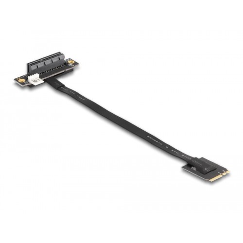 Delock M.2 Key A+E to PCIe x4 NVMe Adapter angled with 20 cm cable