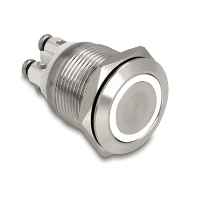 Delock Push Button for Installation 19 mm 4 x Screw Terminal LED white