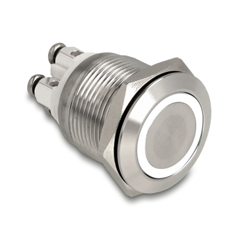 Delock Push Button for Installation 19 mm 4 x Screw Terminal LED white