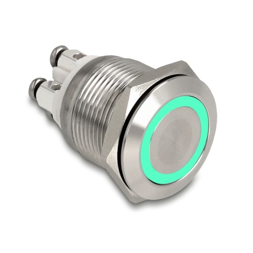 Delock Push Button for Installation 19 mm 4 x Screw Terminal LED green