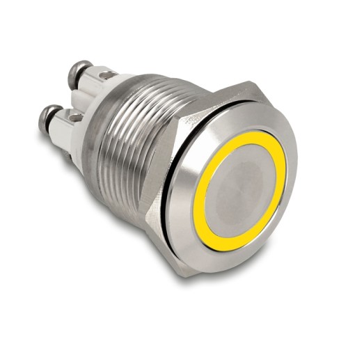 Delock Push Button for Installation 19 mm 4 x Screw Terminal LED yellow