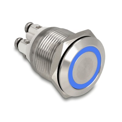 Delock Push Button for Installation 19 mm 4 x Screw Terminal LED blue