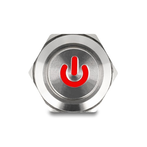 Delock Push Button for Installation 12 mm 4 x solder connection LED red power symbol