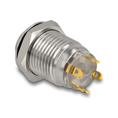 Delock Push Button for Installation 12 mm 4 x solder connection LED green dot 2