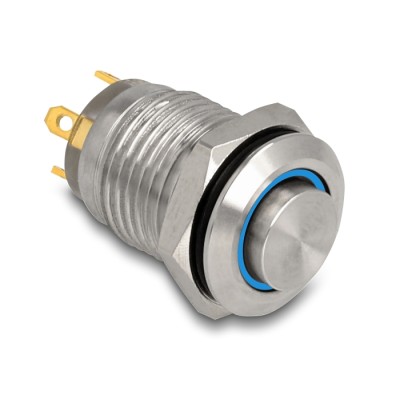 Delock Push Button for Installation 12 mm 4 x solder connection LED blue