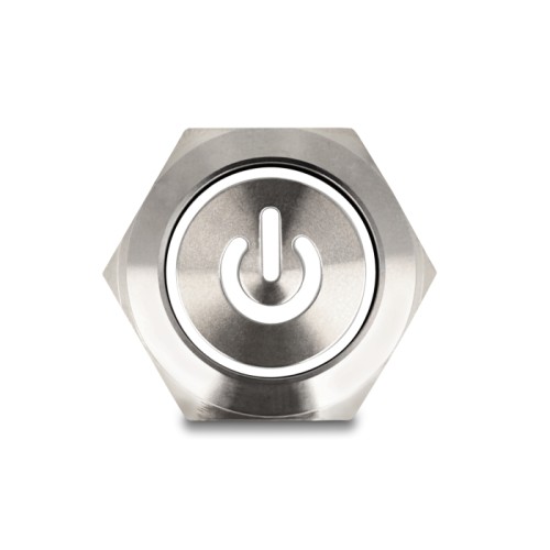 Delock Push Button for Installation 22 mm 6 x solder connection LED white power symbol + ring