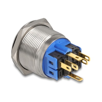 Delock Push Button for Installation 25 mm 6 x solder connection LED red power symbol + ring 2