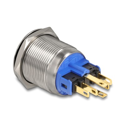 Delock Push Switch for Installation 22 mm 6 x solder connection LED white power symbol + ring 2