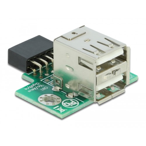 Delock USB Pin Header female > 2 x USB 2.0 Type-A female - up