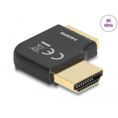 Delock HDMI Adapter male to female 90° right angled 8K 60 Hz metal