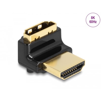 Delock HDMI Adapter male to female 90° upwards angled 8K 60 Hz metal