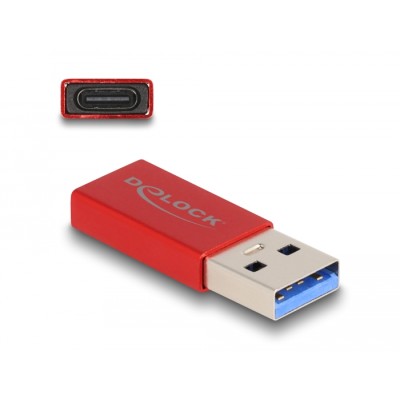 Delock USB 10 Gbps Adapter USB Type-A male to USB Type-C™ active female red