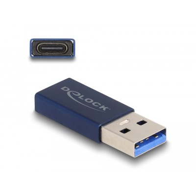 Delock USB 10 Gbps Adapter USB Type-A male to USB Type-C™ active female blue