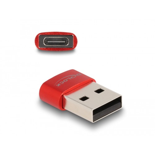 Delock USB 2.0 Adapter USB Type-A male to USB Type-C™ female red