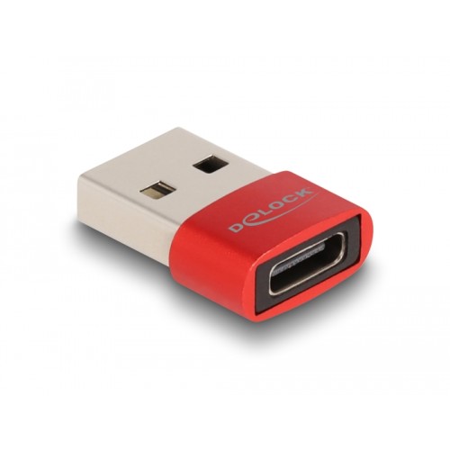 Delock USB 2.0 Adapter USB Type-A male to USB Type-C™ female red