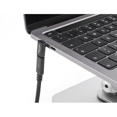 Delock Adapter USB 40 Gbps USB Type-C™ PD 3.0 100 W male to female angled 8K 60 Hz 2