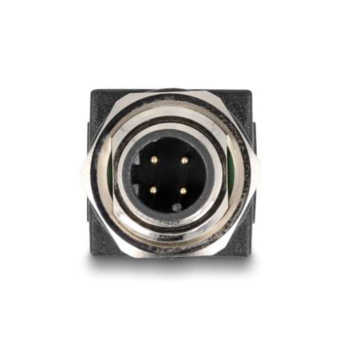 Delock M12 Adapter D-coded 4 pin male to RJ45 jack straight