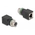 Delock M12 Adapter A-coded 8 pin female to RJ45 jack straight