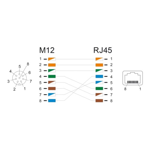 Delock M12 Adapter A-coded 8 pin female to RJ45 jack straight