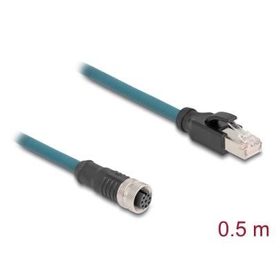 Delock M12 Adapter Cable A-coded 8 pin female to RJ45 male 50 cm