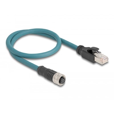 Delock M12 Adapter Cable A-coded 8 pin female to RJ45 male 50 cm 2