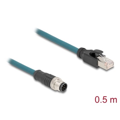 Delock M12 Adapter Cable A-coded 8 pin male to RJ45 male 50 cm
