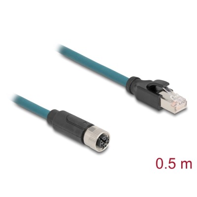 Delock M12 Adapter Cable X-coded 8 pin female to RJ45 male 50 cm