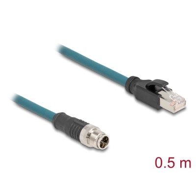 Delock M12 Adapter Cable X-coded 8 pin male to RJ45 male 50 cm