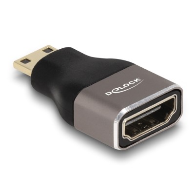 Delock HDMI Adapter Mini-C male to A female 8K 60 Hz grey metal 2