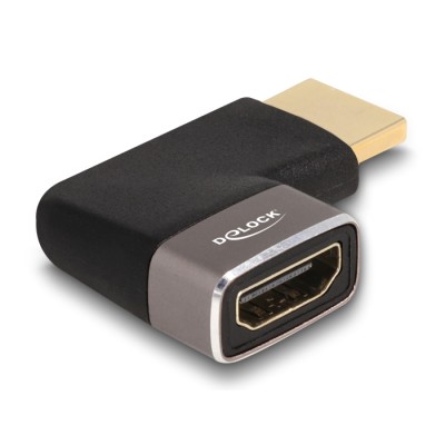 Delock HDMI Adapter male to female 90° left angled 8K 60 Hz grey metal 2