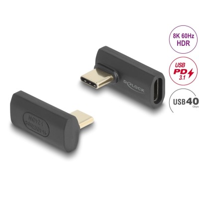 Delock USB Adapter 40 Gbps USB Type-C™ PD 3.1 240 W male to female rotated angled left / right 8K 60 Hz