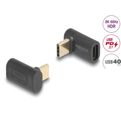 Delock USB Adapter 40 Gbps USB Type-C™ PD 3.1 240 W male to female angled 8K 60 Hz