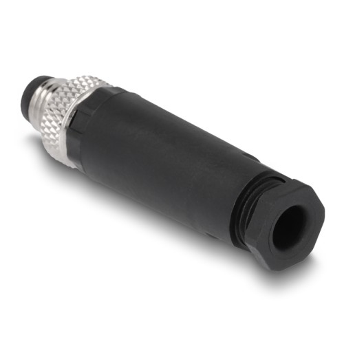 Delock M8 Connector A-coded 4 pin male for mounting with screw connection