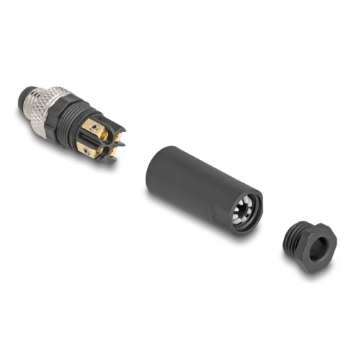 Delock M8 Connector A-coded 4 pin male for mounting with screw connection