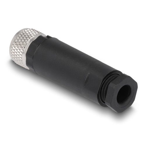 Delock M8 Connector A-coded 4 pin female for mounting with screw connection
