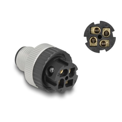 Delock M12 Connector A-coded 4 pin male for mounting with screw connection 2