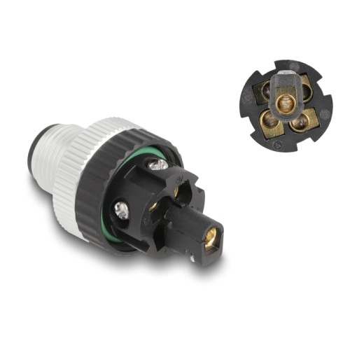 Delock M12 Connector A-coded 5 pin male for mounting with screw connection