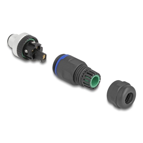 Delock M12 Connector A-coded 5 pin male for mounting with screw connection