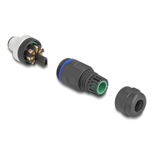 Delock M12 Connector A-coded 8 pin male for mounting with screw connection