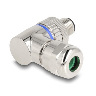 Delock M12 Connector A-coded 3 pin male for mounting with screw connection 90° angled metal 2