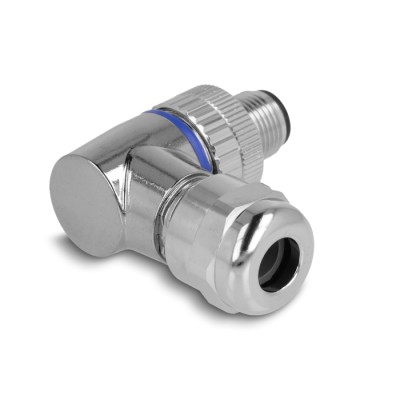 Delock M12 Connector A-coded 4 pin male for mounting with screw connection 90° angled metal 2