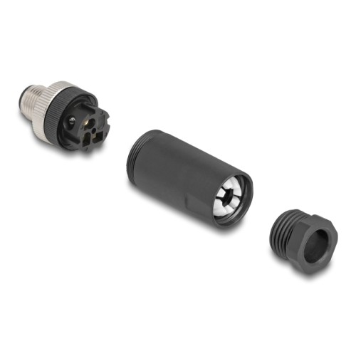 Delock M12 Connector A-coded 3 pin male for mounting with screw connection