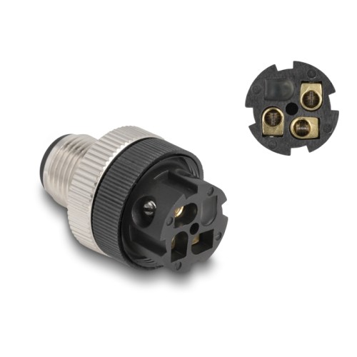 Delock M12 Connector A-coded 3 pin male for mounting with screw connection