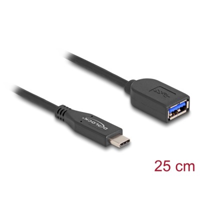Delock USB 10 Gbps Coaxial Cable USB Type-C™ male to Type-A female 25 cm