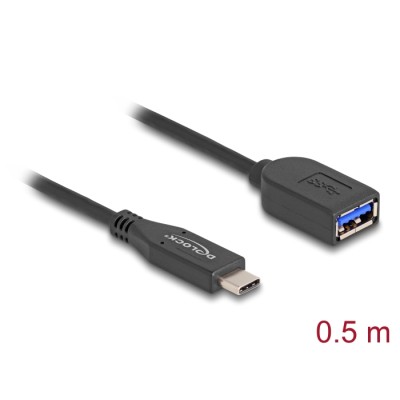Delock USB 10 Gbps Coaxial Cable USB Type-C™ male to Type-A female 50 cm
