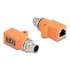 Delock M12 Adapter A-coded 8 pin male to RJ45 jack Cat.5e with mounting hole straight orange