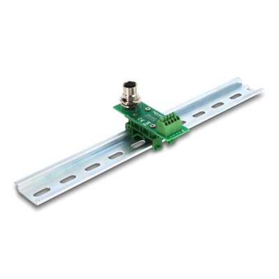 Delock M12 Transfer Module Adapter A-coded 4 pin female to 5 pin terminal block for DIN rail