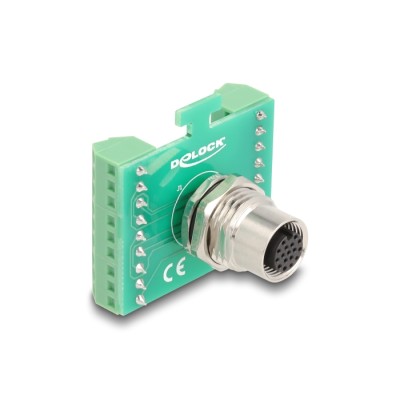 Delock M12 Transfer Module Adapter A-coded 17 pin female to 18 pin terminal block for installation