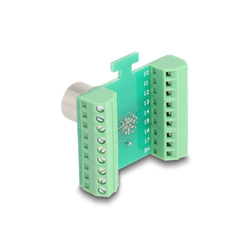 Delock M12 Transfer Module Adapter A-coded 17 pin female to 18 pin terminal block for installation